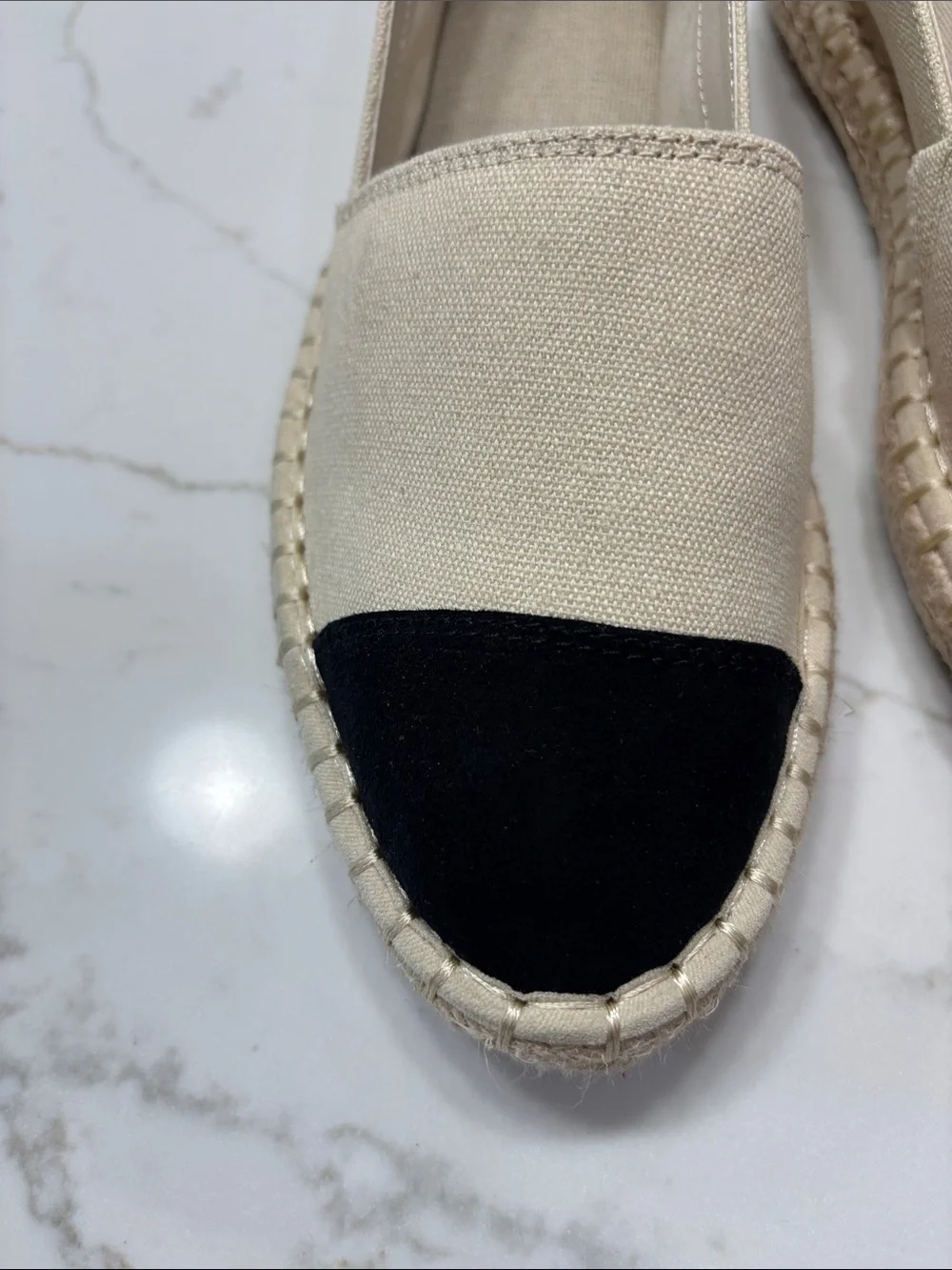 Women's Beige Canvas Espadrille with Black Toe